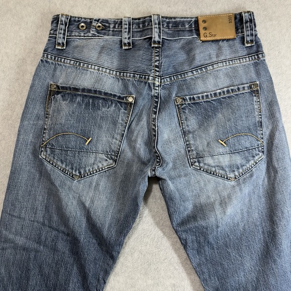 G Star Raw Jeans Men's 34x29 Blue Radar Straight Distressed Restored Y2K Hemmed - Picture 5 of 13